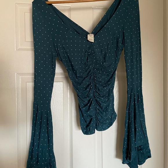 Free People Polka Dot Bell Sleeve Top - Picture 2 of 3
